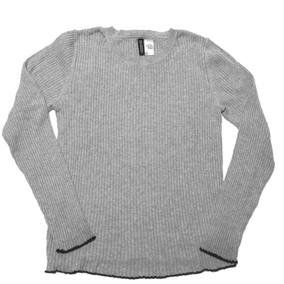 H&M Divided Gray Ribbed Top Pullover L - Picture 1 of 2